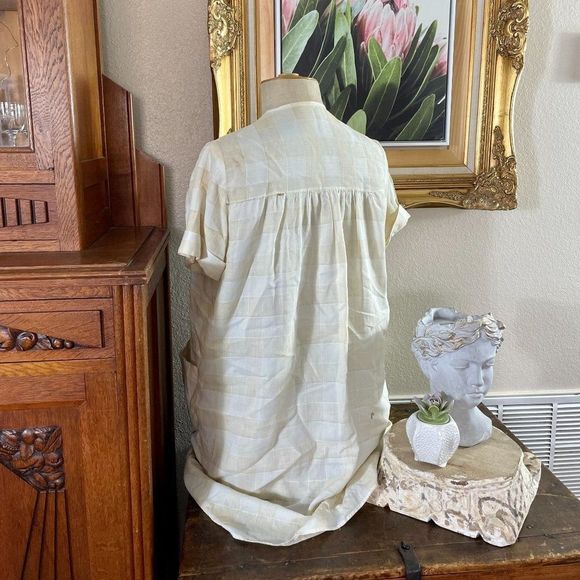 Vintage Bohemia Folk Costume Undershirt Long Shirt Slovakian Ethnic Window Pane - Picture 2 of 9